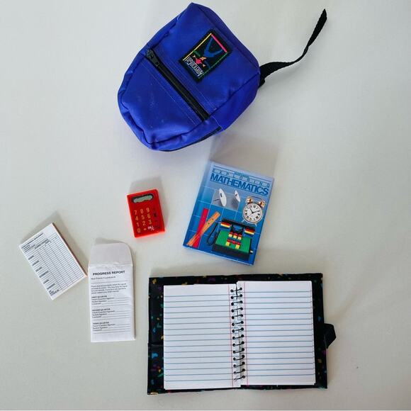 AMERICAN GIRL DOLL TODAY School Gear Purple Backpack Notebook Binder Math Book - Picture 2 of 7